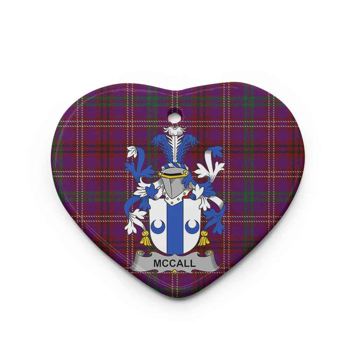 Scottish McCall Clan Crest Tartan Ceramic Ornament Heart Shape Tartan Plaid