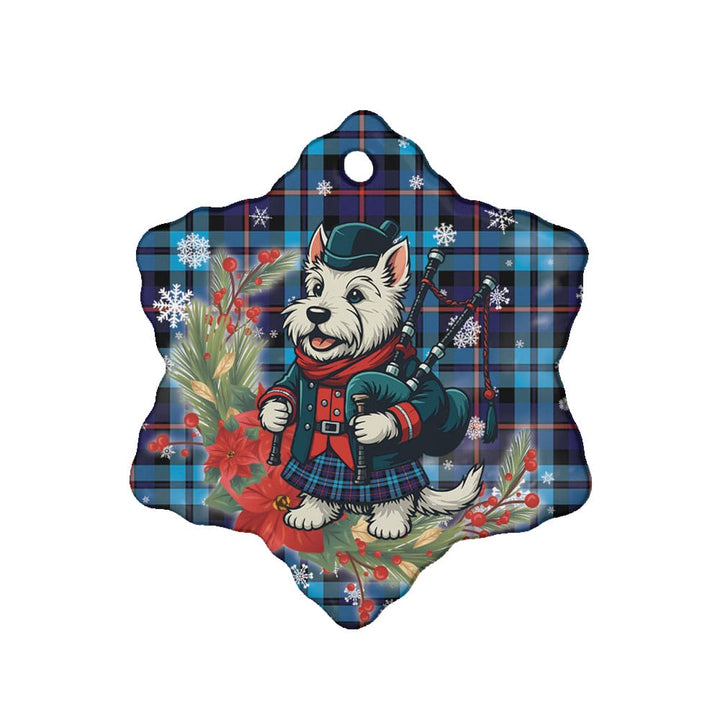 Scottish McCorquodale Clan Tartan Ceramic Ornament Cute Scottish Terrier Dog Snow Flake Style Tartan Plaid