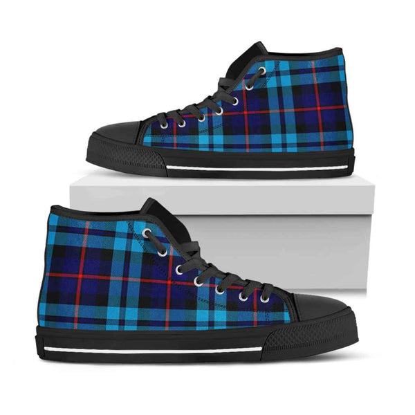 Scottish McCorquodale Clan Tartan High Top Shoes Black Sole Tartan Plaid