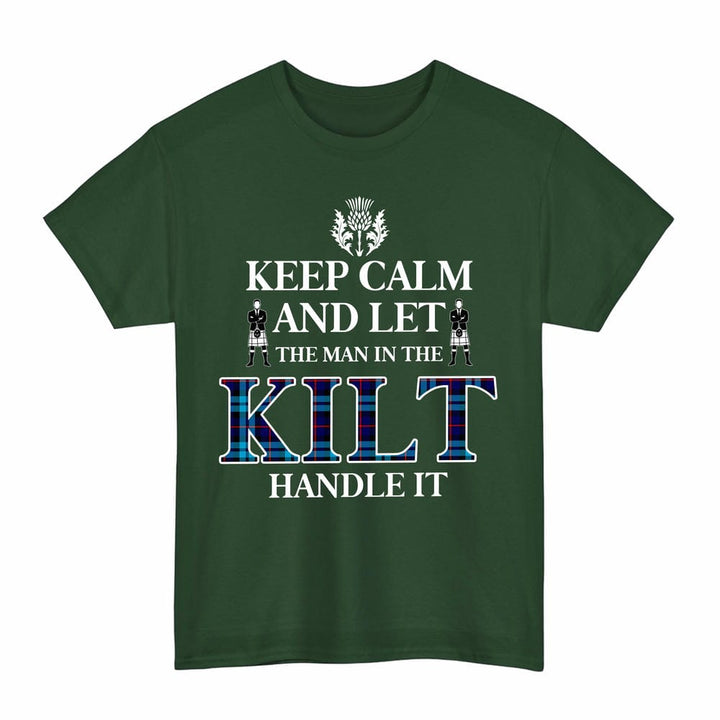 Scottish McCorquodale Clan Tartan T-Shirt - Keep Calm Tartan Plaid Forest Green Color