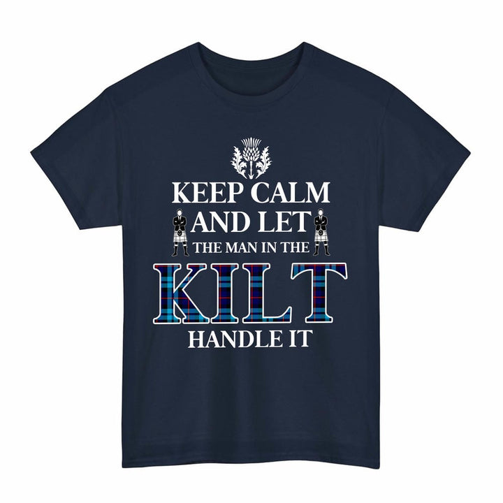Scottish McCorquodale Clan Tartan T-Shirt - Keep Calm Tartan Plaid Navy Color