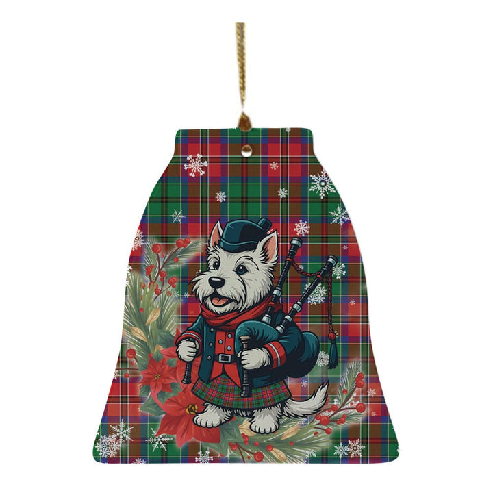 Scottish McCulloch Clan Tartan Ceramic Ornament Cute Scottish Terrier Dog Bell Style Tartan Plaid