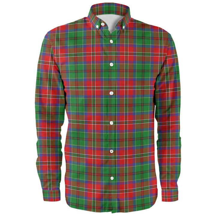 Scottish McCulloch Clan Tartan Long Sleeve Shirt Front Side Tartan Plaid