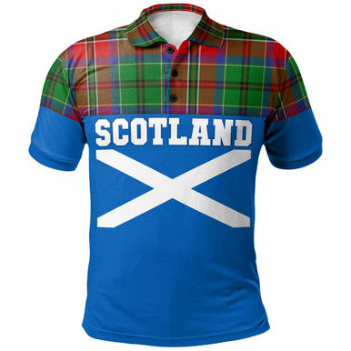 Scottish McCulloch Clan Tartan Polo Shirt - Lion Rampant of Scotland With Flag Front Side Tartan Plaid