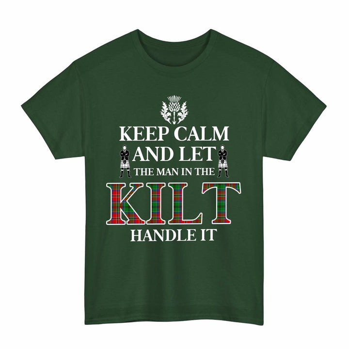 Scottish McCulloch Clan Tartan T-Shirt - Keep Calm Tartan Plaid Forest Green Color