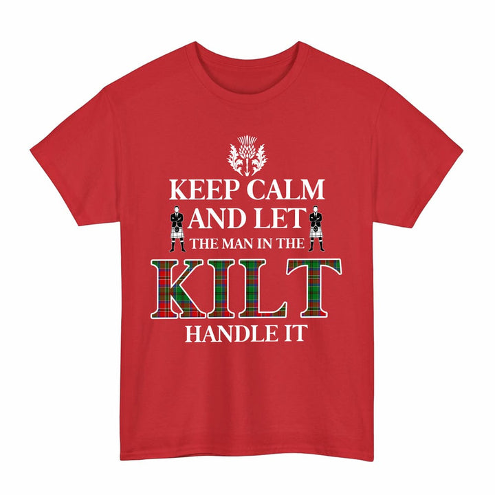 Scottish McCulloch Clan Tartan T-Shirt - Keep Calm Tartan Plaid Red Color