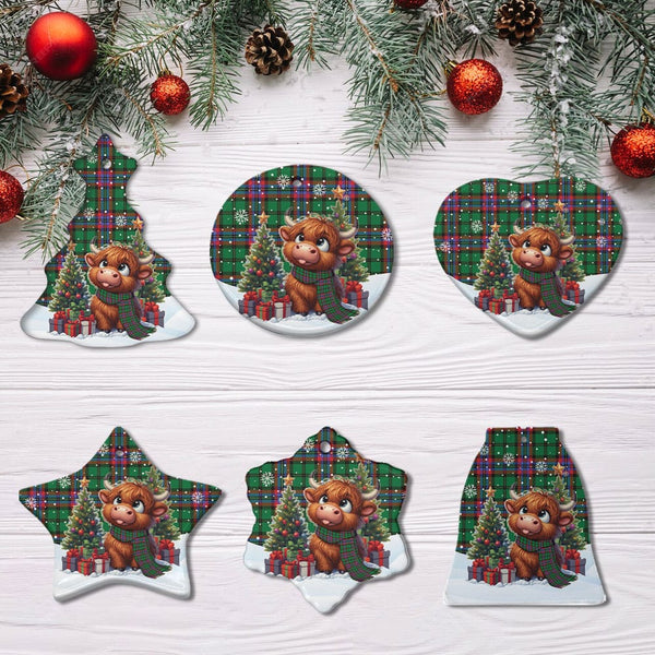Scottish McGeachie Clan Tartan Ceramic Ornament Cute Highland Cow Christmas All Style Tartan Plaid