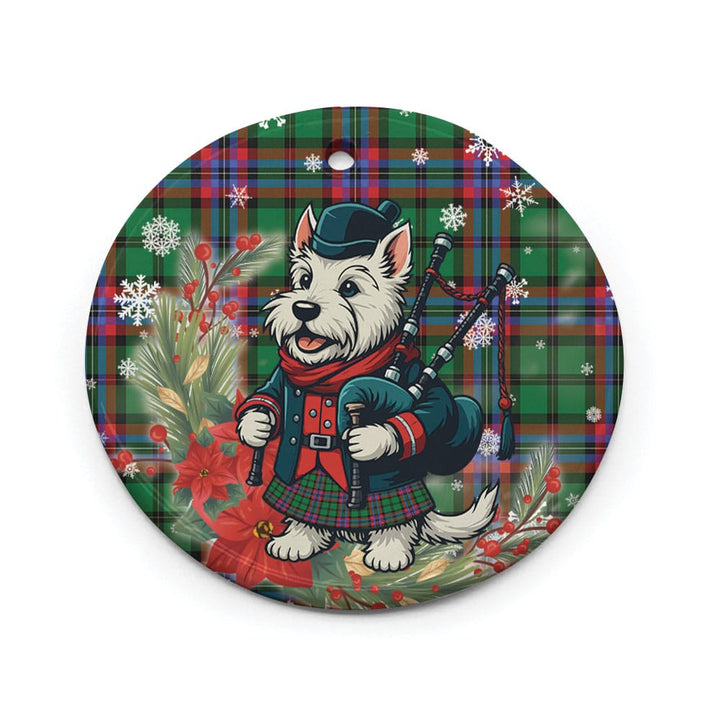 Scottish McGeachie Clan Tartan Ceramic Ornament Cute Scottish Terrier Dog Circle Style Tartan Plaid