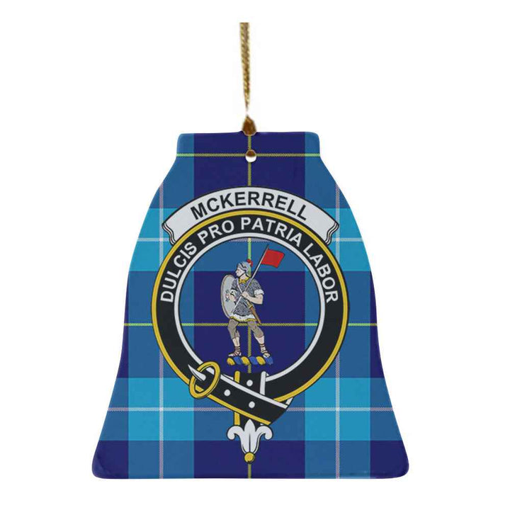 Scottish McKerrell Clan Crest Tartan Ceramic Ornament Bell Shape Tartan Plaid