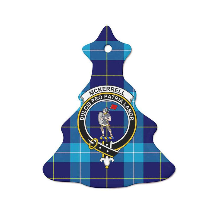 Scottish McKerrell Clan Crest Tartan Ceramic Ornament Tree Shape Tartan Plaid