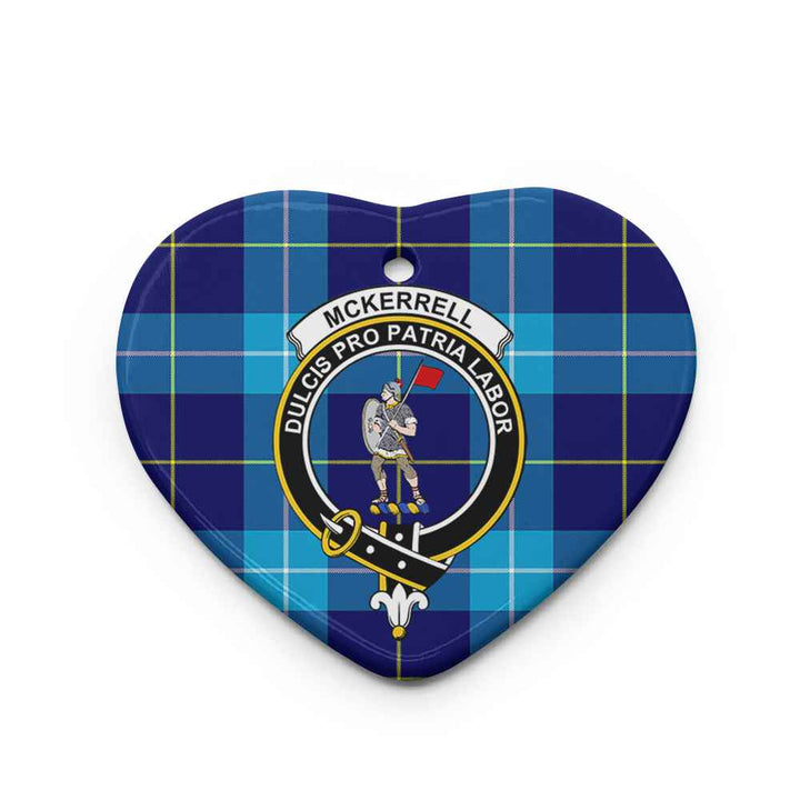 Scottish McKerrell Clan Crest Tartan Ceramic Ornament Heart Shape Tartan Plaid