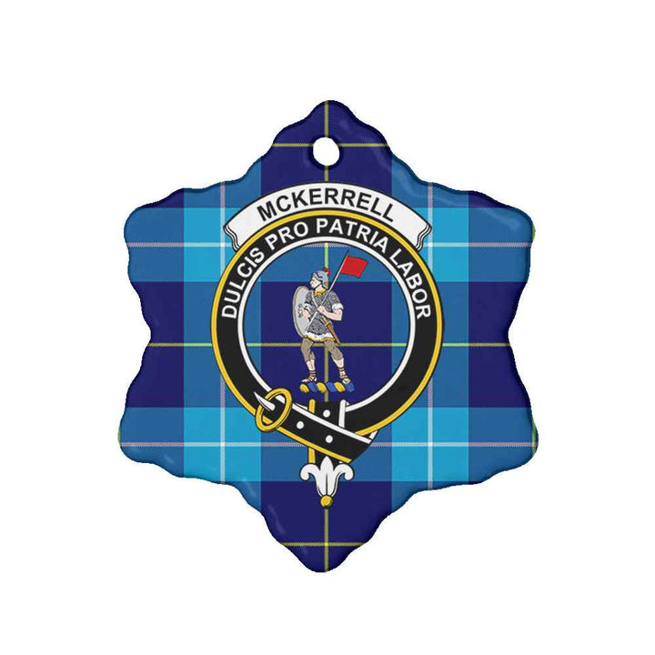 Scottish McKerrell Clan Crest Tartan Ceramic Ornament Snow Flake Shape Tartan Plaid