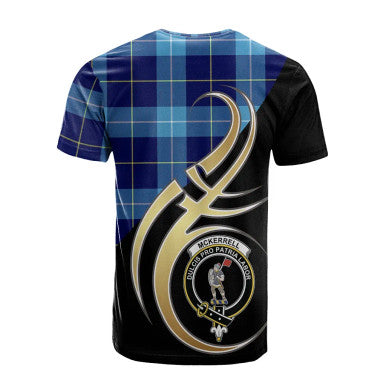 Scottish McKerrell Clan Crest Tartan T-Shirt Believe in Me Back Side Tartan Plaid