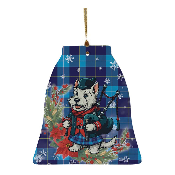 Scottish McKerrell Clan Tartan Ceramic Ornament Cute Scottish Terrier Dog Bell Style Tartan Plaid