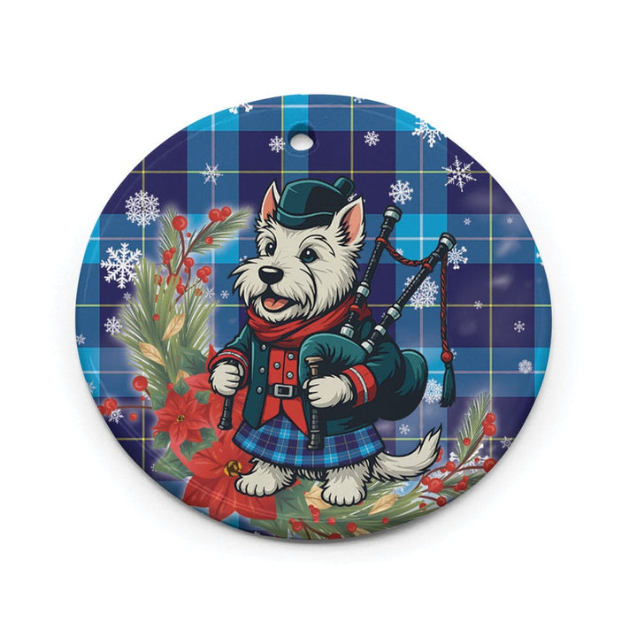 Scottish McKerrell Clan Tartan Ceramic Ornament Cute Scottish Terrier Dog Circle Style Tartan Plaid