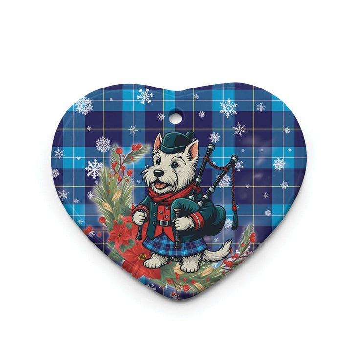 Scottish McKerrell Clan Tartan Ceramic Ornament Cute Scottish Terrier Dog Heart Style Tartan Plaid