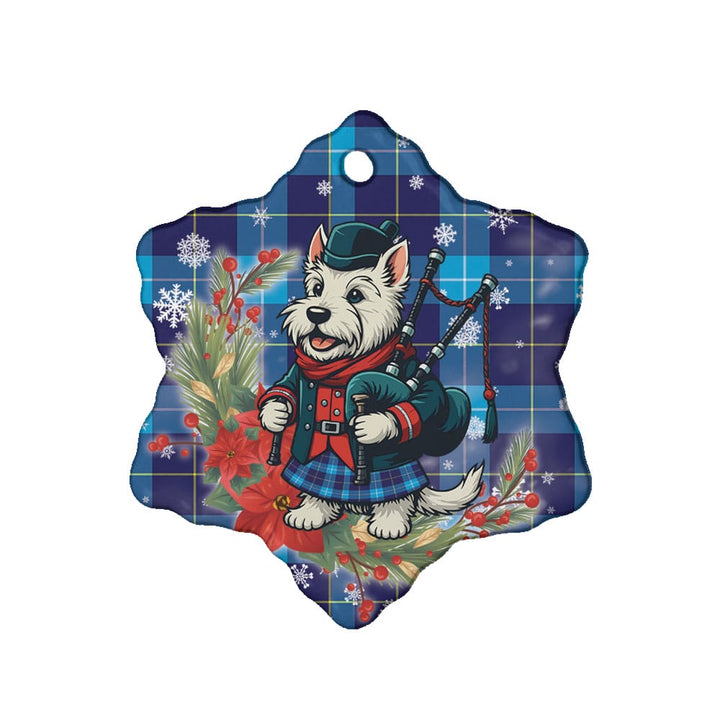 Scottish McKerrell Clan Tartan Ceramic Ornament Cute Scottish Terrier Dog Snow Flake Style Tartan Plaid