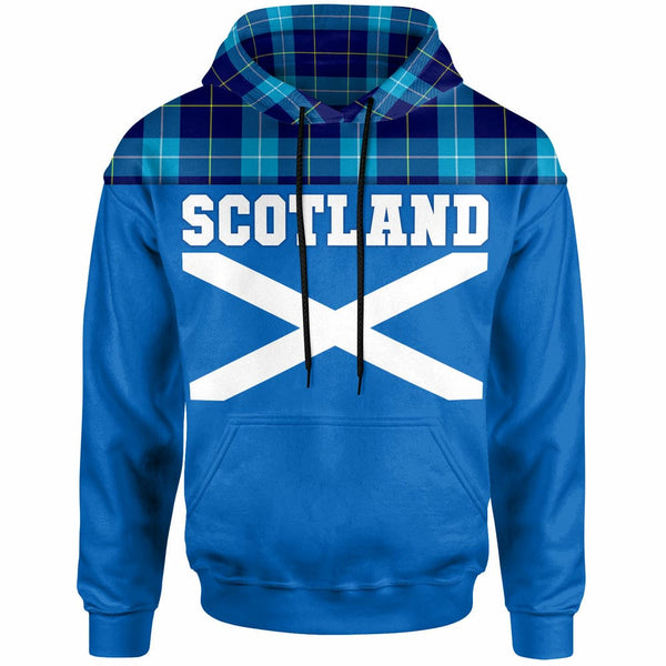 Scottish McKerrell Clan Tartan Hoodie - Lion Rampant of Scotland With Flag Front Side Tartan Plaid