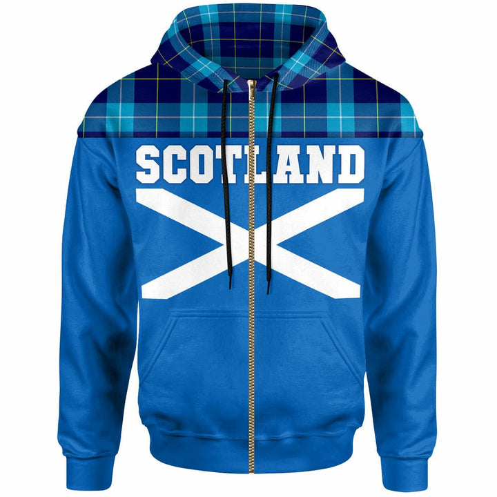 Scottish McKerrell Clan Tartan Hoodie - Lion Rampant of Scotland With Flag Zip-up Tartan Plaid