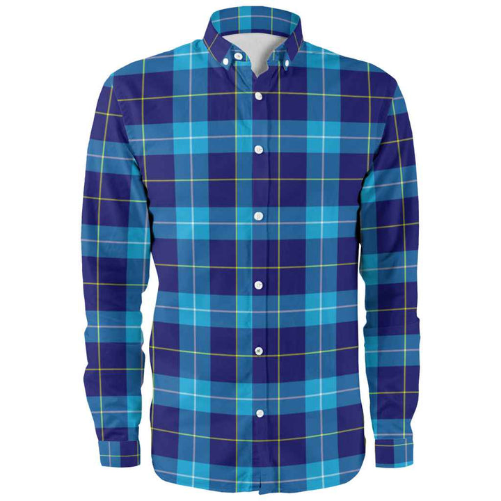 Scottish McKerrell Clan Tartan Long Sleeve Shirt Front Side Tartan Plaid