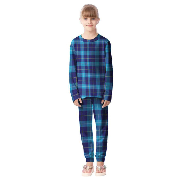 Scottish McKerrell Clan Tartan Pajama Set Kid Front Side Tartan Plaid