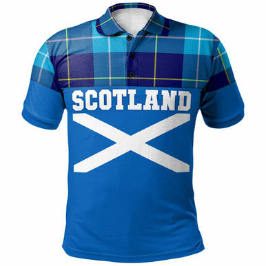 Scottish McKerrell Clan Tartan Polo Shirt - Lion Rampant of Scotland With Flag Front Side Tartan Plaid