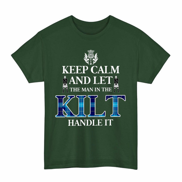 Scottish McKerrell Clan Tartan T-Shirt - Keep Calm Tartan Plaid Forest Green Color