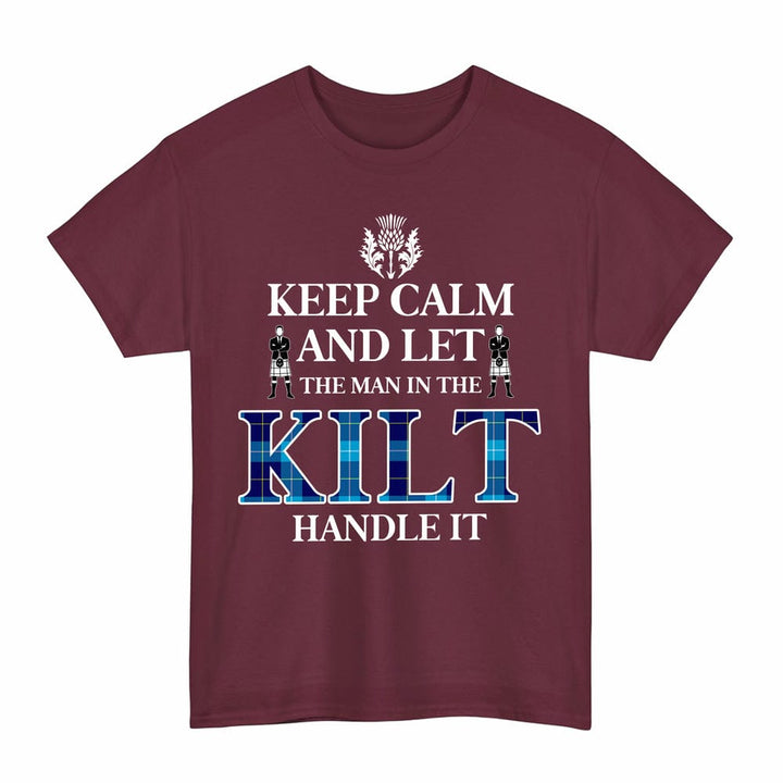 Scottish McKerrell Clan Tartan T-Shirt - Keep Calm Tartan Plaid Maroon Color