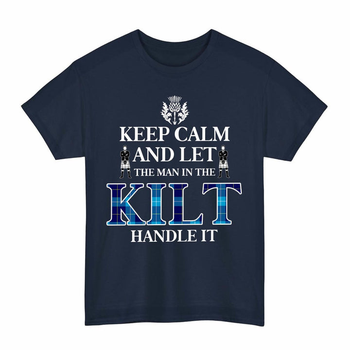 Scottish McKerrell Clan Tartan T-Shirt - Keep Calm Tartan Plaid Navy Color