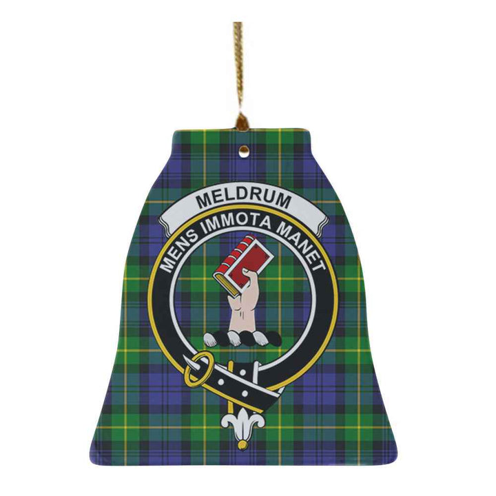 Scottish Meldrum Clan Crest Tartan Ceramic Ornament Bell Shape Tartan Plaid