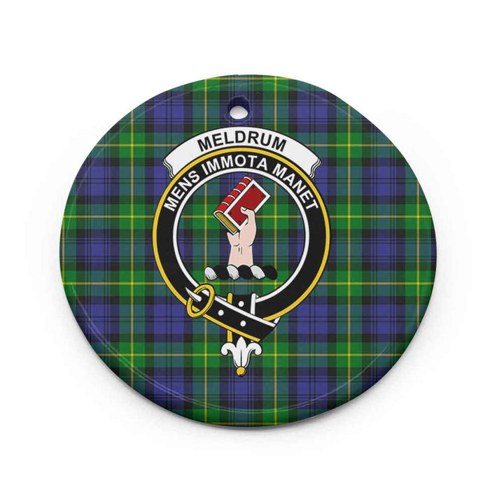 Scottish Meldrum Clan Crest Tartan Ceramic Ornament Circle Shape Tartan Plaid