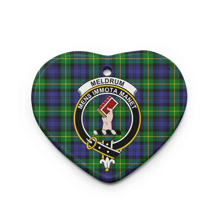 Scottish Meldrum Clan Crest Tartan Ceramic Ornament Heart Shape Tartan Plaid