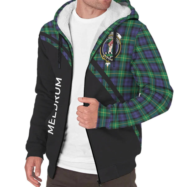 Scottish Meldrum Clan Crest Tartan Curve Sherpa Hoodie