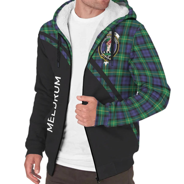 Scottish Meldrum Clan Crest Tartan Curve Sherpa Hoodie