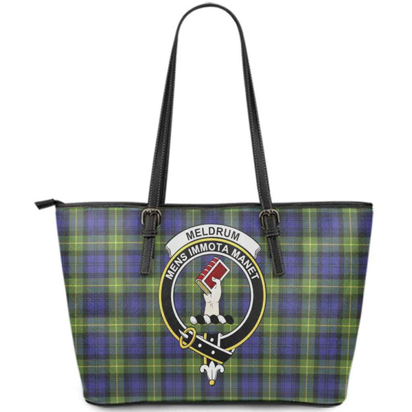 Scottish Meldrum Clan Crest Tartan Leather Tote Tartan Plaid