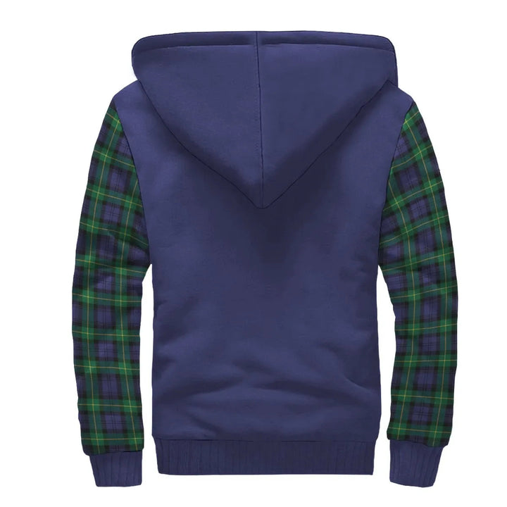 Scottish Meldrum Clan Crest Tartan Plaid Sleeve Sherpa Hoodie