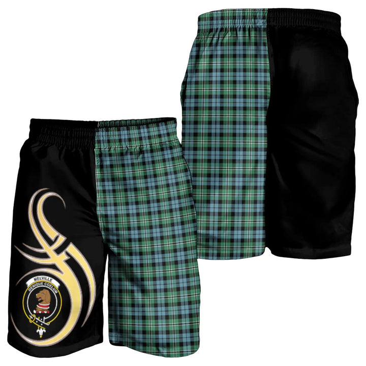Scottish Melville Clan Crest Tartan Believe in Me Men's Shorts