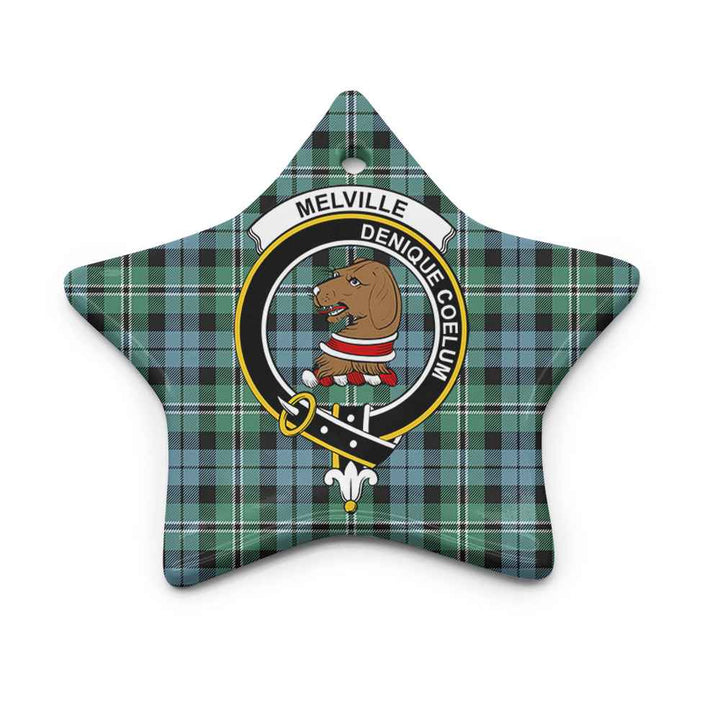 Scottish Melville Clan Crest Tartan Ceramic Ornament Star Shape Tartan Plaid