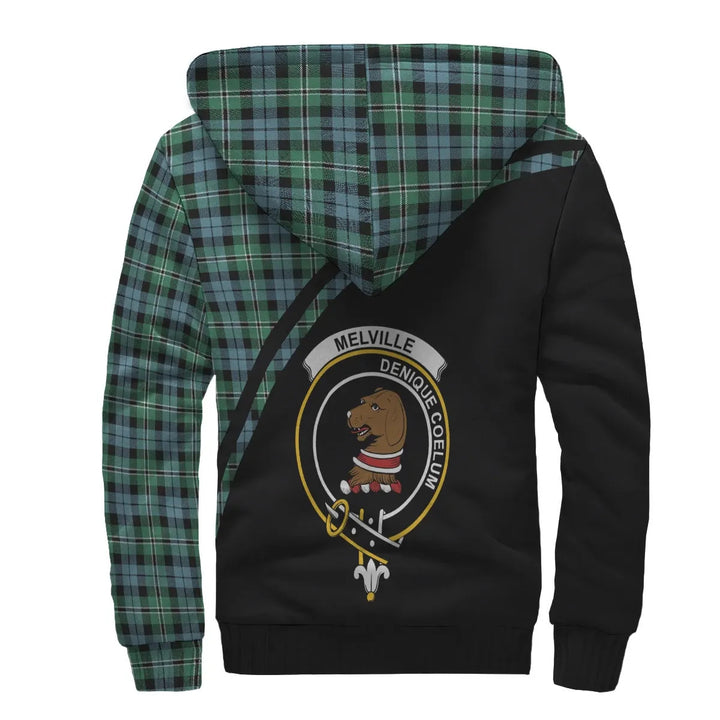Scottish Melville Clan Crest Tartan Curve Sherpa Hoodie