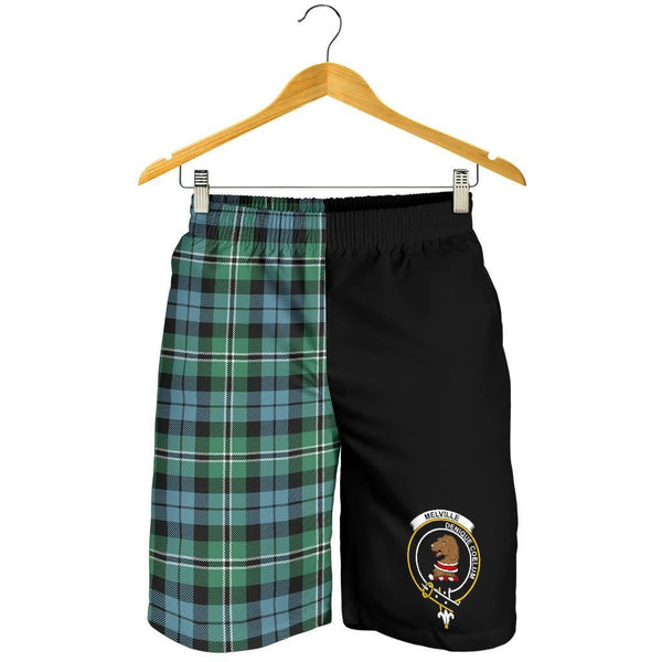 Scottish Melville Clan Crest Tartan Half of Me Men's Shorts