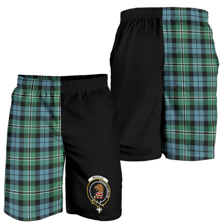 Scottish Melville Clan Crest Tartan Half of Me Men's Shorts