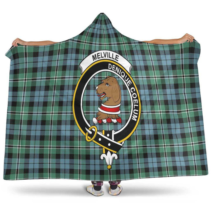 Scottish Melville Clan Crest Tartan Hooded Blanket Tartan Plaid 1