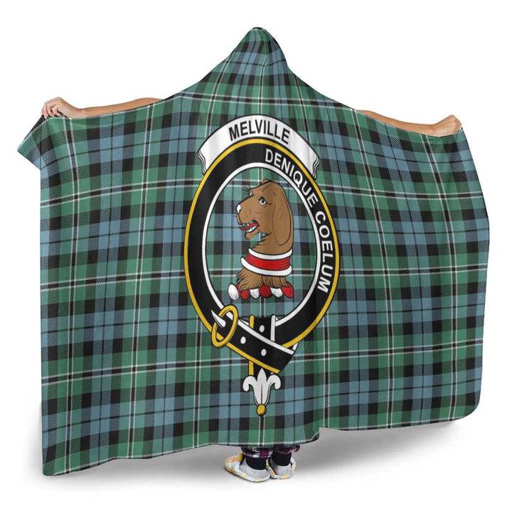 Scottish Melville Clan Crest Tartan Hooded Blanket Tartan Plaid 2