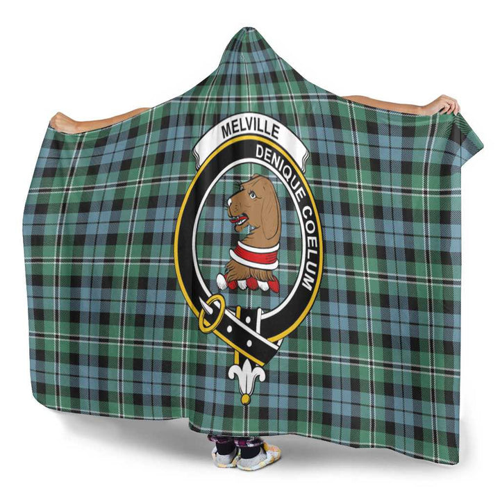 Scottish Melville Clan Crest Tartan Hooded Blanket Tartan Plaid 3
