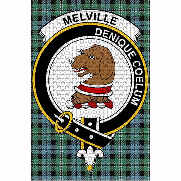 Scottish Melville Clan Crest Tartan Jigsaw Puzzle 1