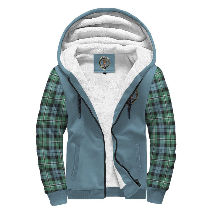 Scottish Melville Clan Crest Tartan Plaid Sleeve Sherpa Hoodie