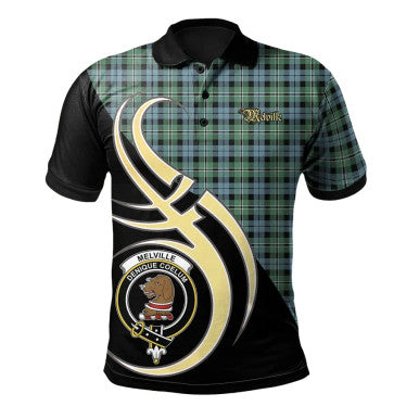 Scottish Melville Clan Crest Tartan Polo Shirt Believe in Me Front Side Tartan Plaid