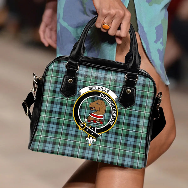 Scottish Melville Clan Crest Tartan Shoulder Handbag Tartan Plaid 2