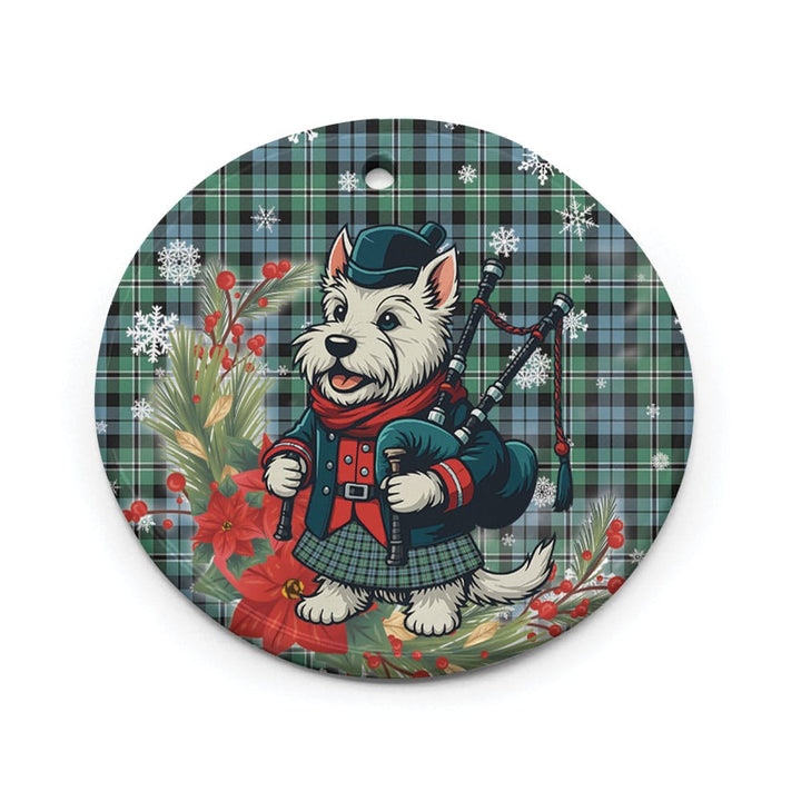Scottish Melville Clan Tartan Ceramic Ornament Cute Scottish Terrier Dog Circle Style Tartan Plaid