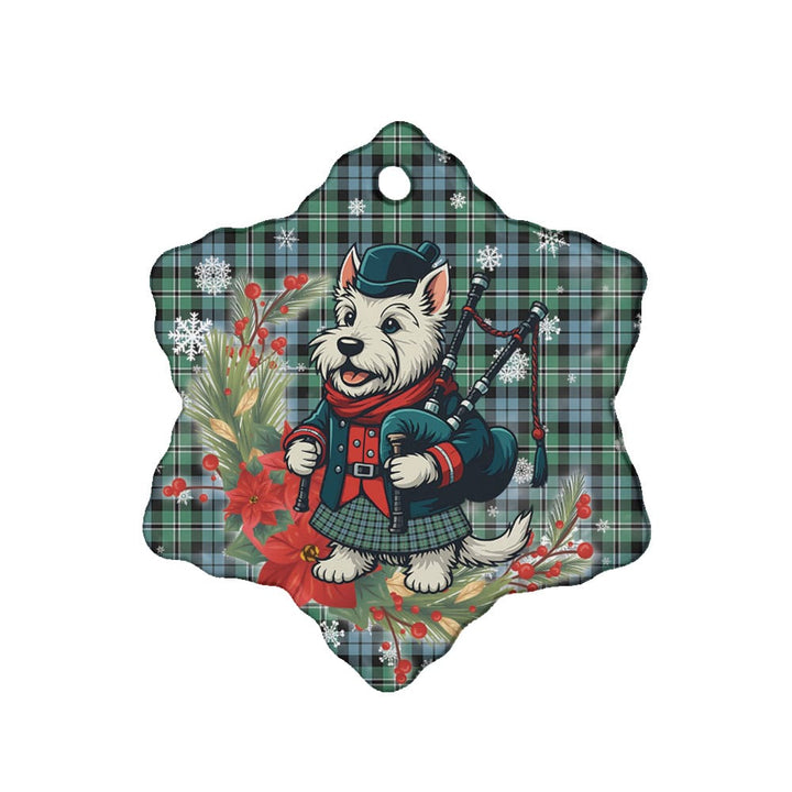 Scottish Melville Clan Tartan Ceramic Ornament Cute Scottish Terrier Dog Snow Flake Style Tartan Plaid